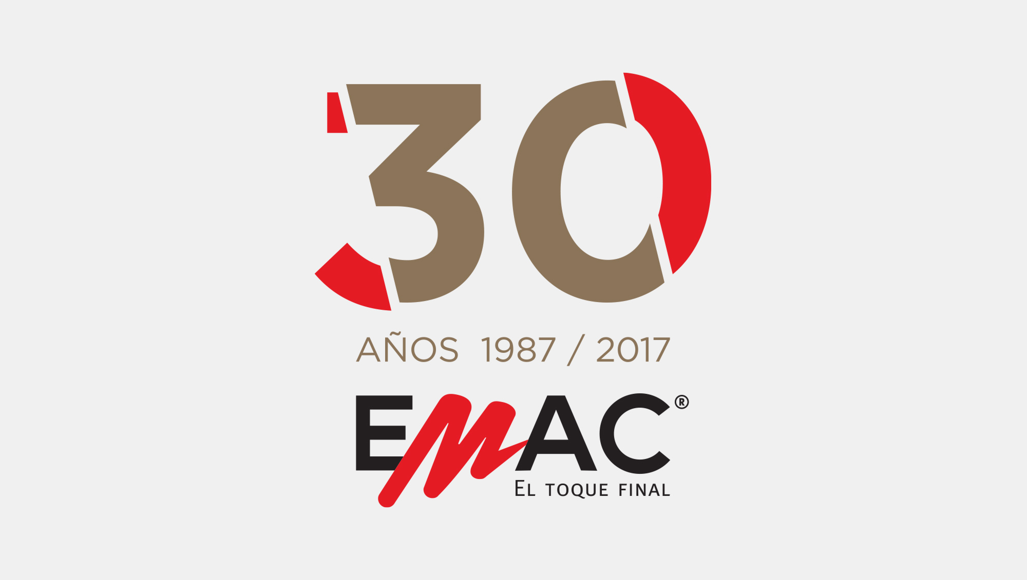 Proyecto de rotulación y exposición de producto para el stand de EMAC Complementos en la feria Cevisama 2017 de Valencia, con motivo de la celebración de su 30 Aniversario.