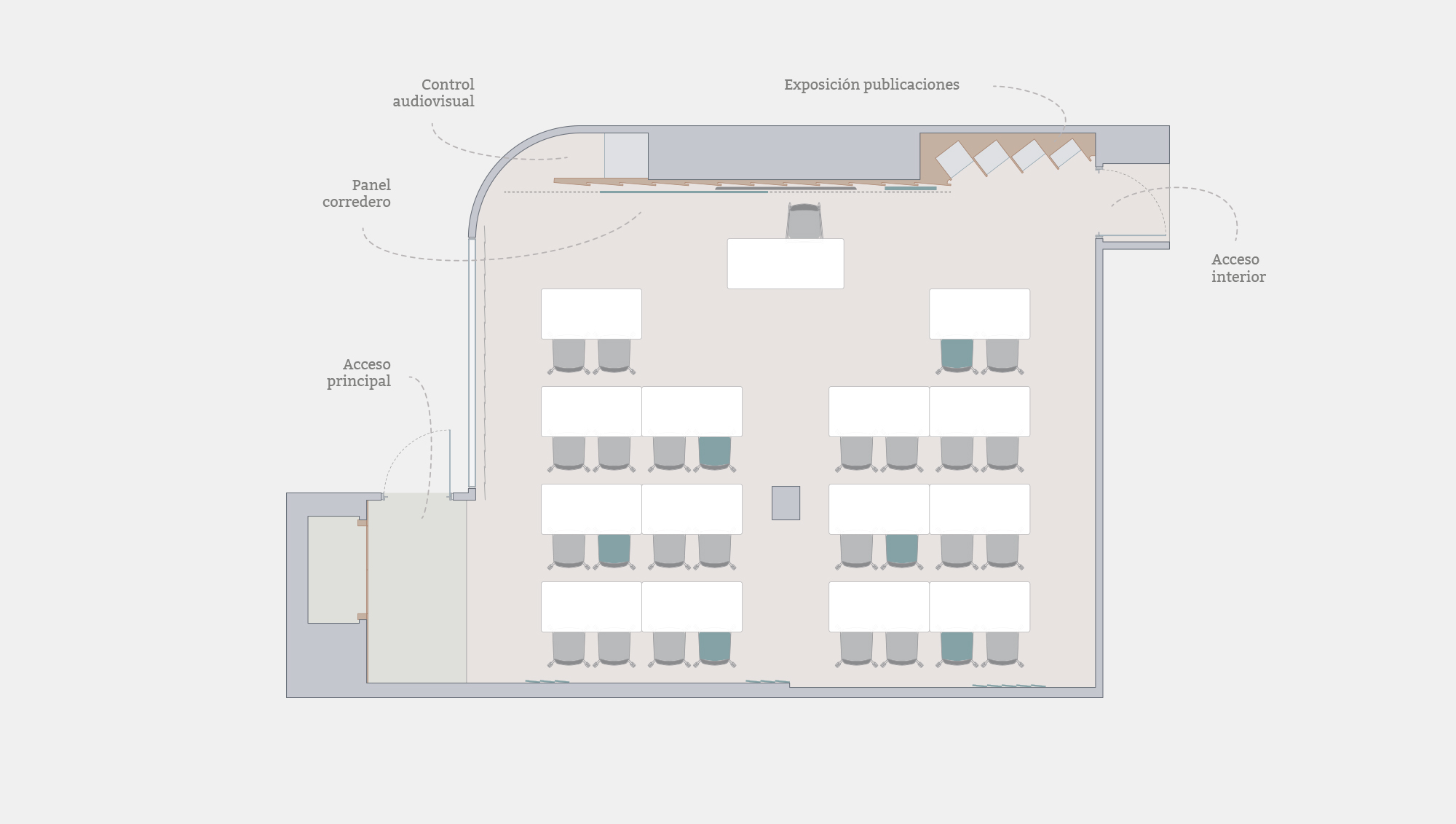 Proyecto de interiorismo para la sala polivalente del Ivie, Instituto Valenciano de Investigaciones Económicas.